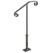 VEVOR Handrails for Outdoor Steps, Fit 1 or 2 Steps Outdoor Stair Railing, Single Post Wrought Iron Handrail, Gray Transitional Porch Railings for Concrete Steps or Wooden Stairs with Base