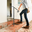 VEVOR Single Post Handrail Wrought Iron Post Mount Step Grab Supports in Ground Long Post Fits 1 or 2 Steps Grab Rail Single Post Railing (Gray)