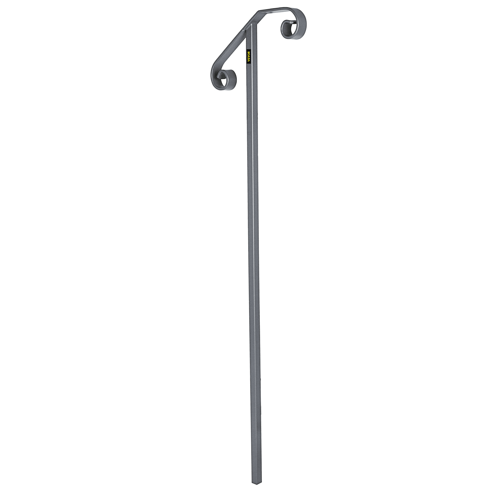 VEVOR Single Post Handrail Wrought Iron Post Mount Step Grab Supports in Ground Long Post Fits 1 or 2 Steps Grab Rail Single Post Railing (Gray)