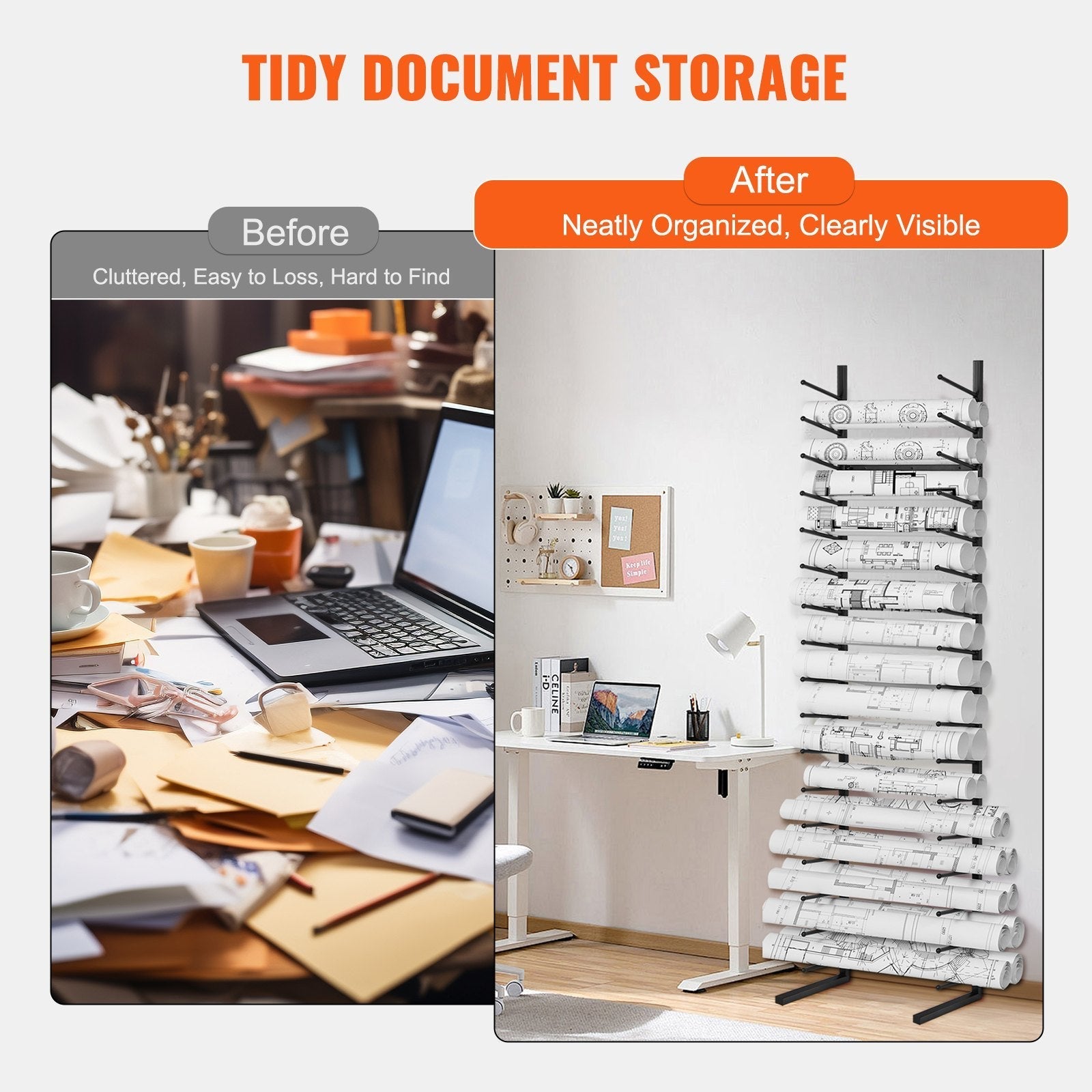 VEVOR Blueprint Storage Rack Vertical Hanging Poster Display Rack 16-Tier