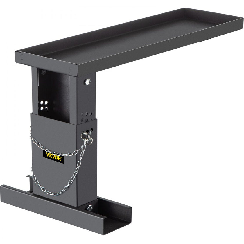 VEVOR 23.4x7.6-Inch Ladder Extender, Extension Ladder 12.25-19.7-Inch Adjustable Height Range, Ladder Leveling Tool, Stair Ladder Extension with Chain Pins in Steel for Stairs, in Black Powder Coated