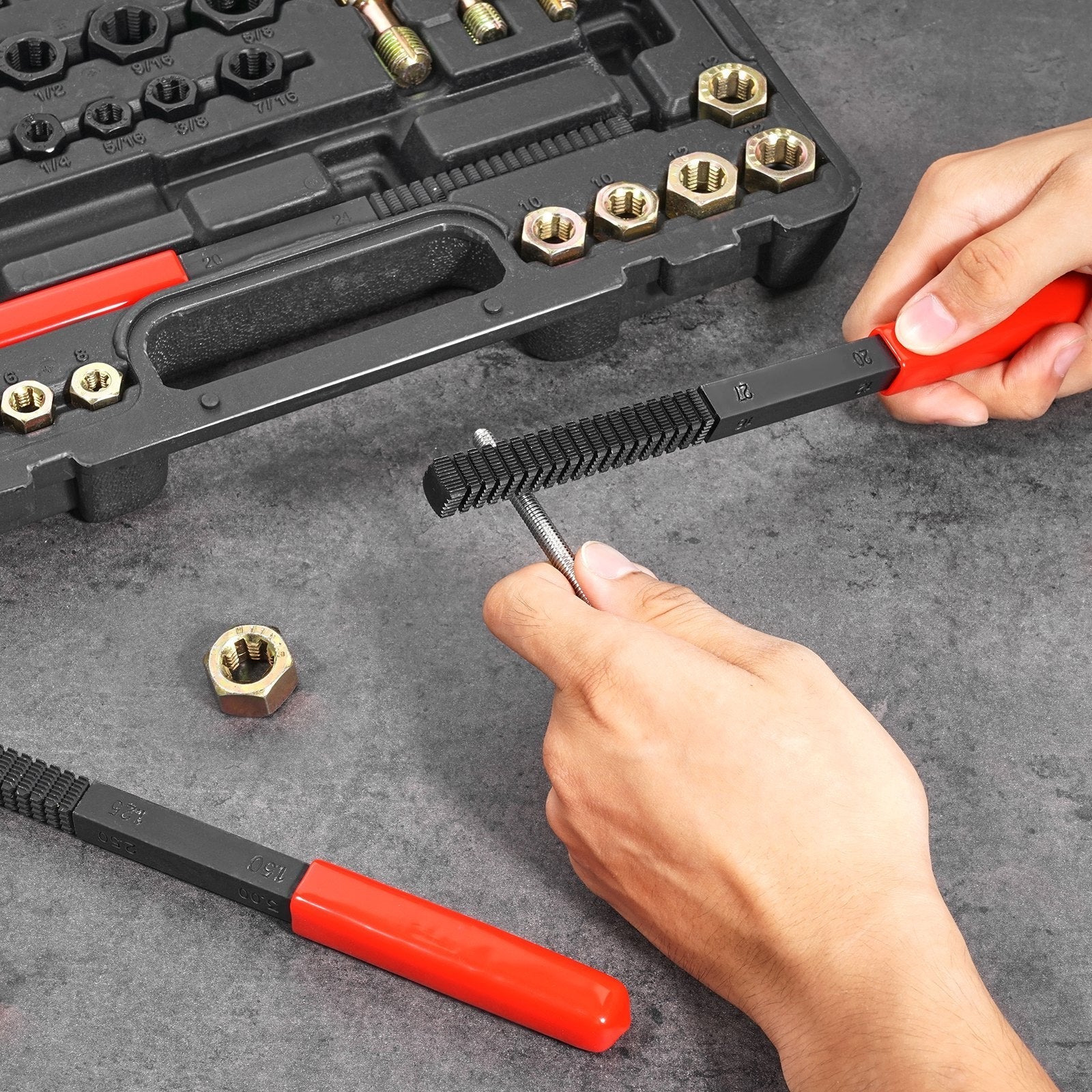 VEVOR 49PCS Thread Chaser Set UNC UNF Metric Thread Restorer Tool Rethreading