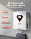VEVOR Hybrid Solar Inverter Charger 3000W 110/120V Built-in 100A MPPT Controller