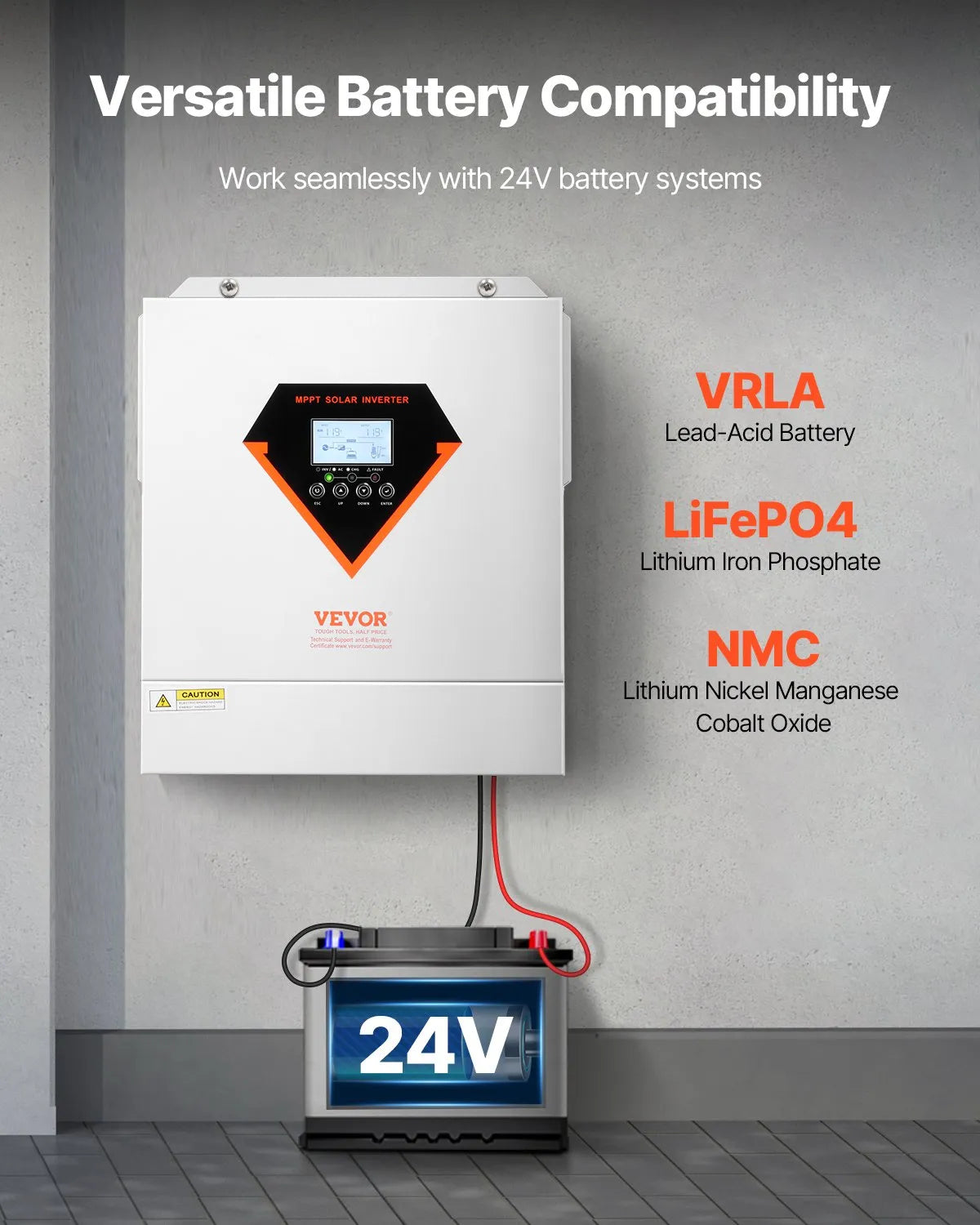 VEVOR Hybrid Solar Inverter Charger 3000W 110/120V Built-in 100A MPPT Controller