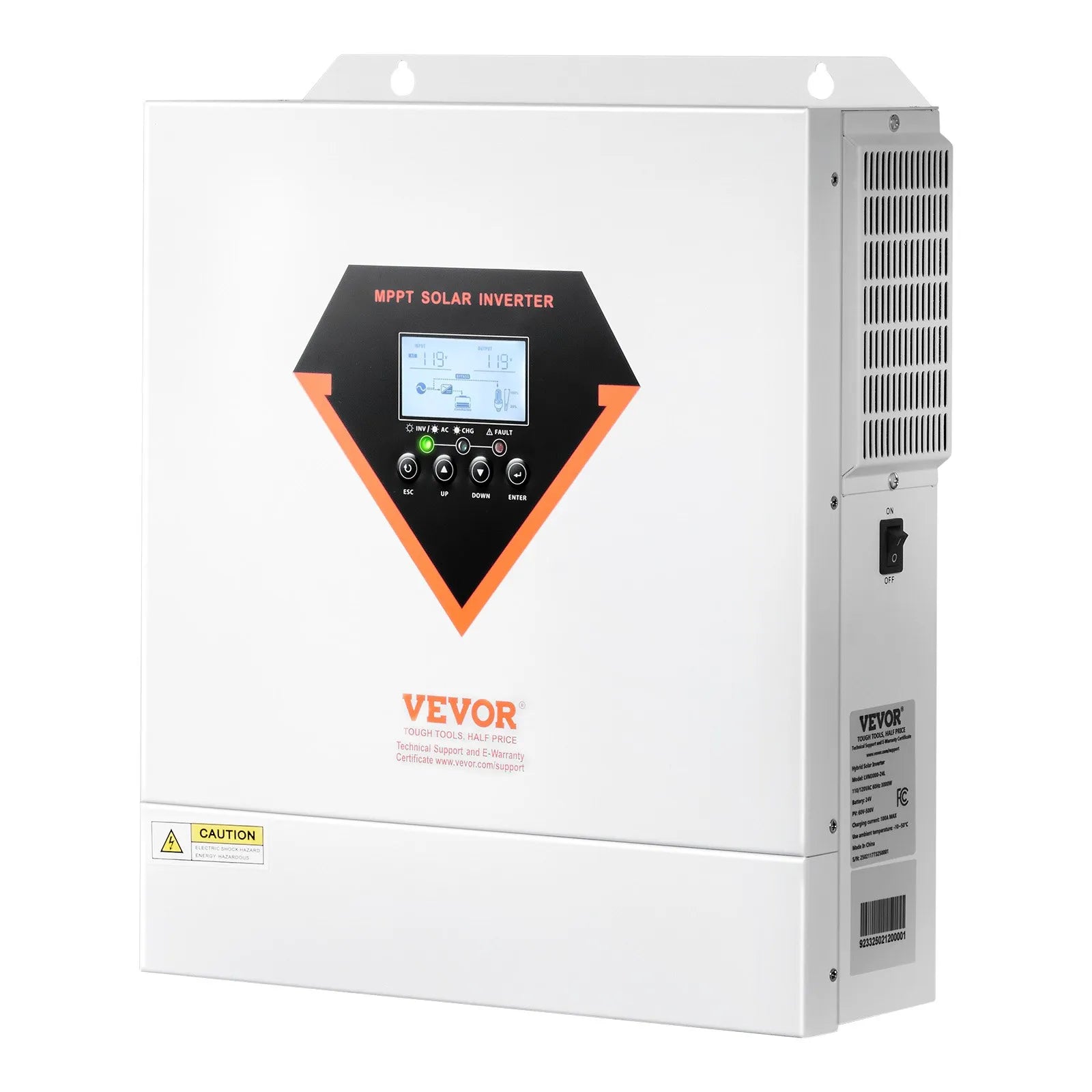 VEVOR Hybrid Solar Inverter Charger 3000W 110/120V Built-in 100A MPPT Controller