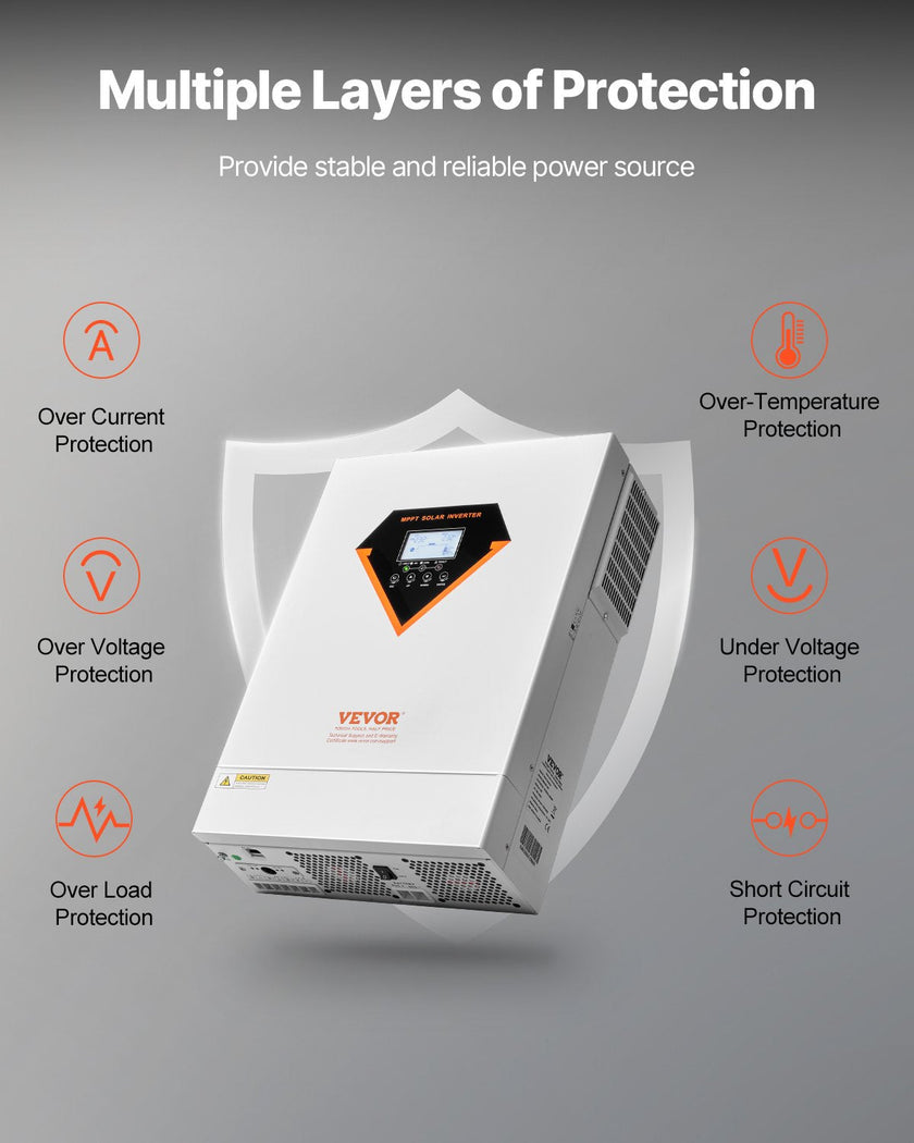 VEVOR Hybrid Solar Inverter Charger 6000W 220/230V Built-in 120A MPPT Controller