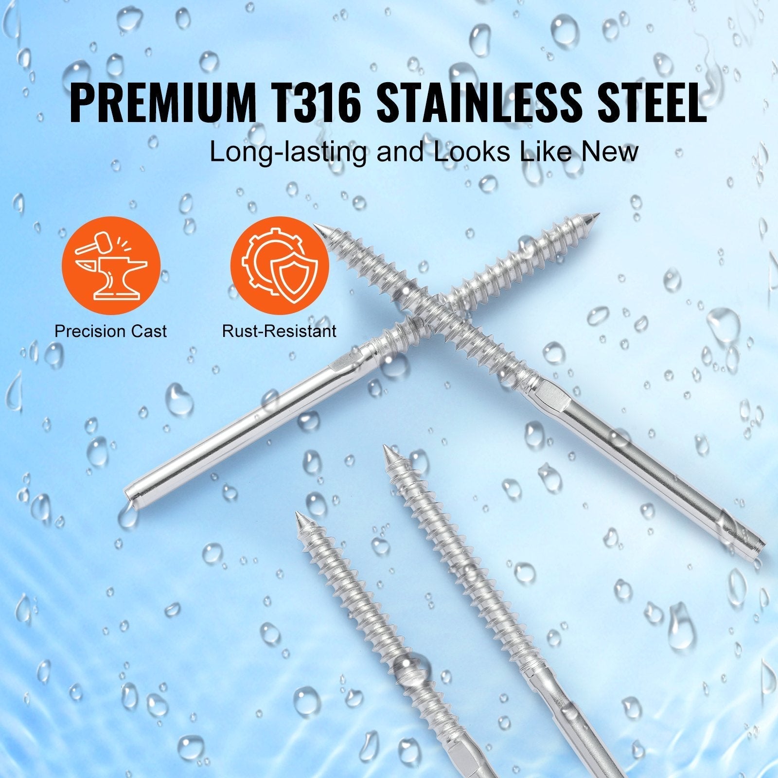 VEVOR 122 Pack Cable Railing Swage Threaded Stud Tension End Fitting Terminal for 1/8