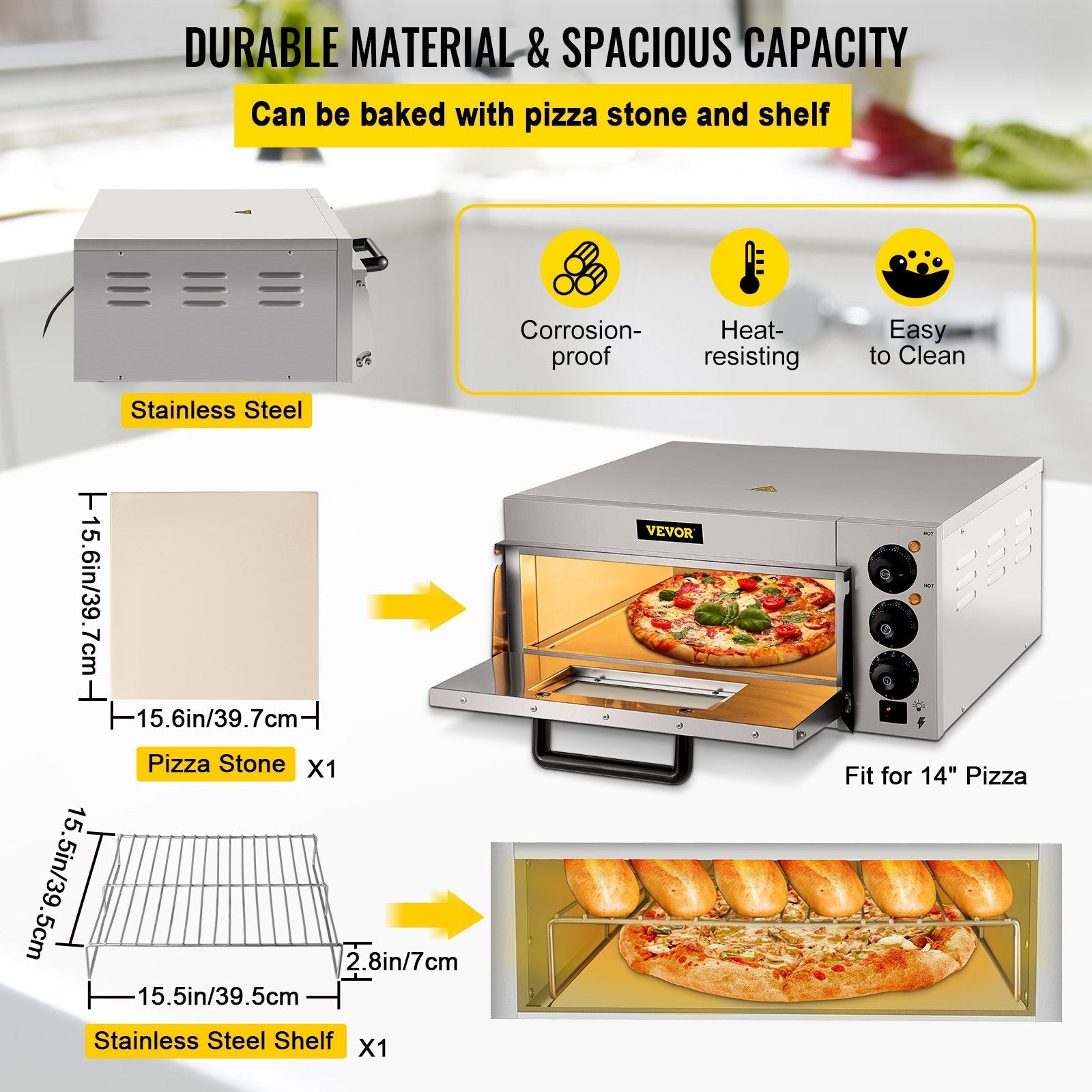 VEVOR Commercial Pizza Oven Countertop, 14