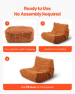 VEVOR L-Shaped Bean Bag Chair with Soft Armrests and Storage Pocket Brown
