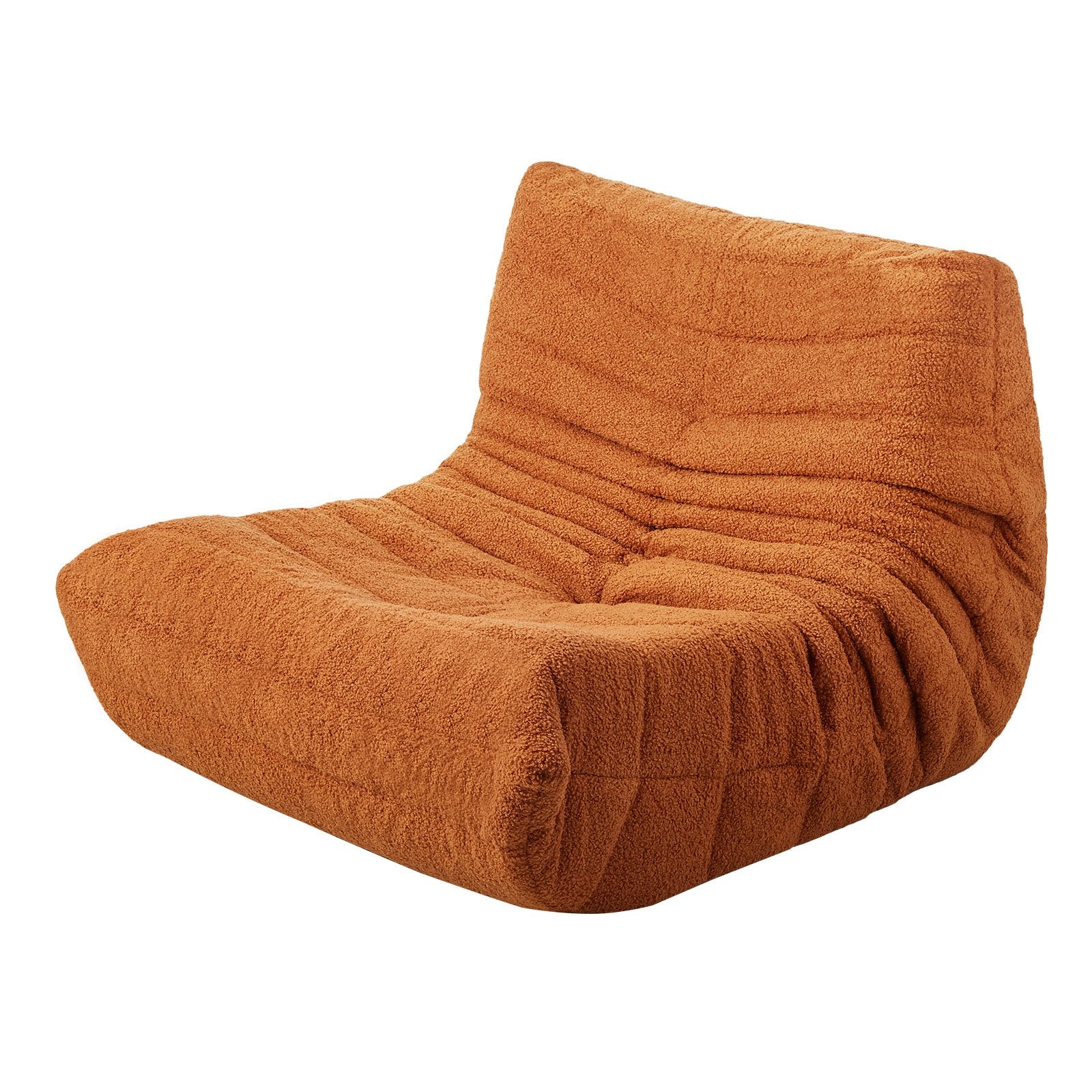 VEVOR L-Shaped Bean Bag Chair with Soft Armrests and Storage Pocket Brown