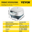 VEVOR Lab Benchtop Centrifuge, 8 x 15mL 500-5000 RPM LCD Centrifuge 10s-99min Desktop Centrifuge Machine Low Noise Mini Centrifuge Machine for Lab Hospital College, 3074xg RCF Max