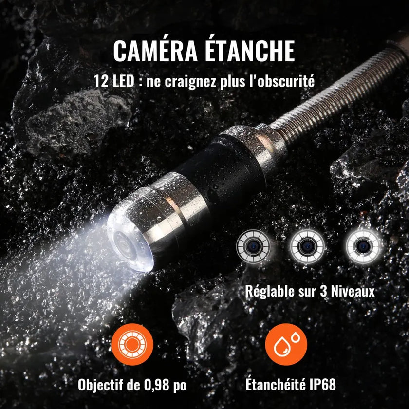 VEVOR Sewer Camera, 100 ft/30 m, 7