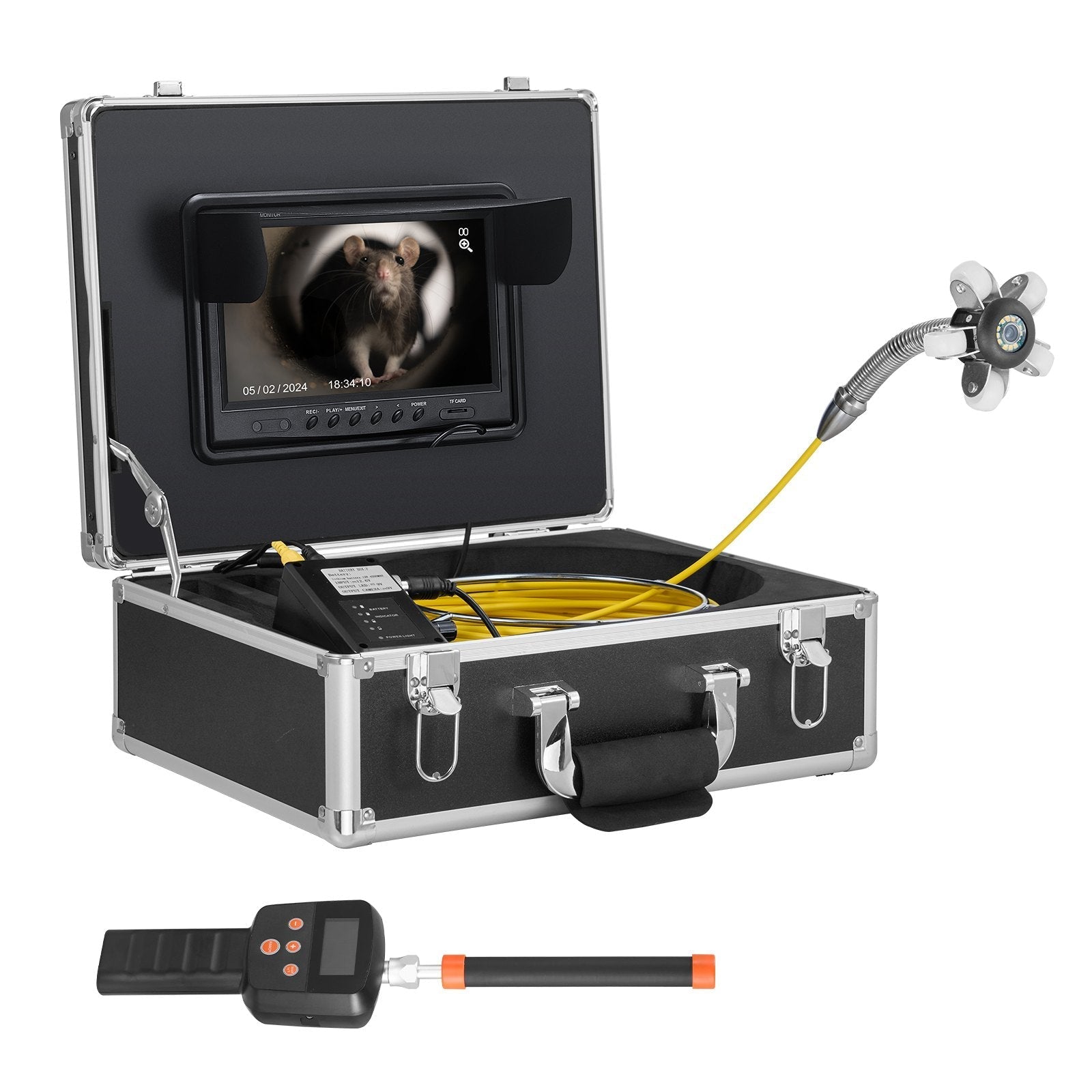 VEVOR Sewer Camera 98 ft Self-Leveling Duct Camera with 512Hz Locator 36X Zoom