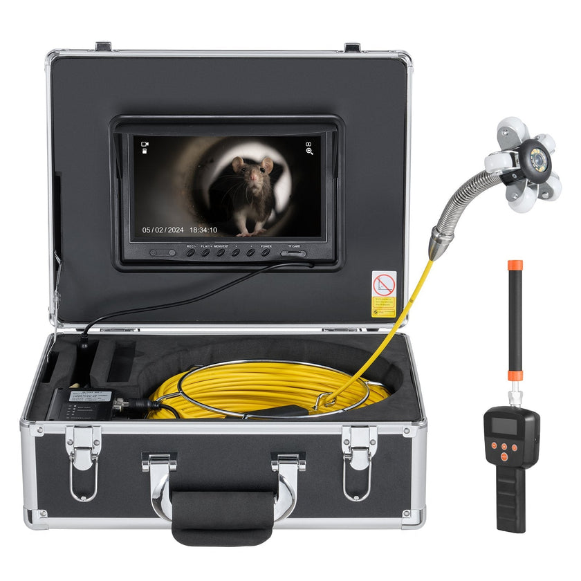 VEVOR Sewer Camera 98 ft Self-Leveling Duct Camera with 512Hz Locator 36X Zoom