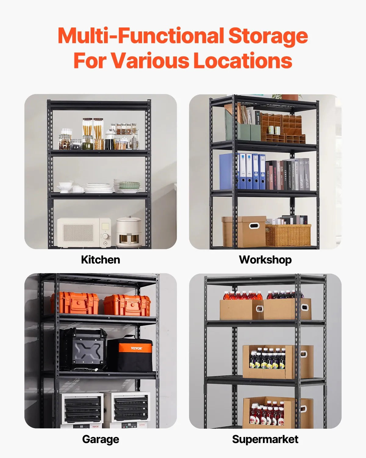 VEVOR Storage Shelves 5 Tier Adjustable Heavy Duty Garage Shelving Unit 2000 lbs