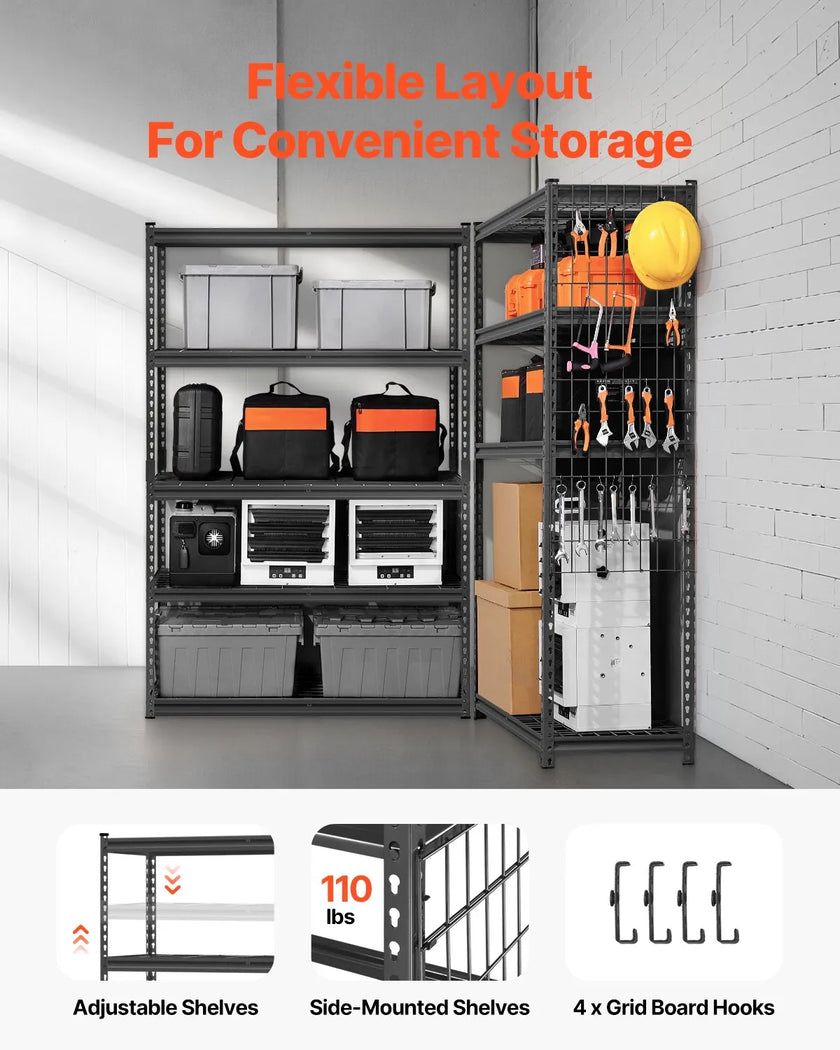 VEVOR Storage Shelves 5 Tier Adjustable Heavy Duty Garage Shelving Unit 2500 lbs