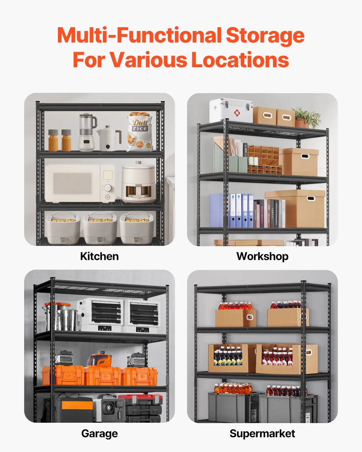 VEVOR Storage Shelves 5 Tier Adjustable Heavy Duty Garage Shelving Unit 2500 lbs