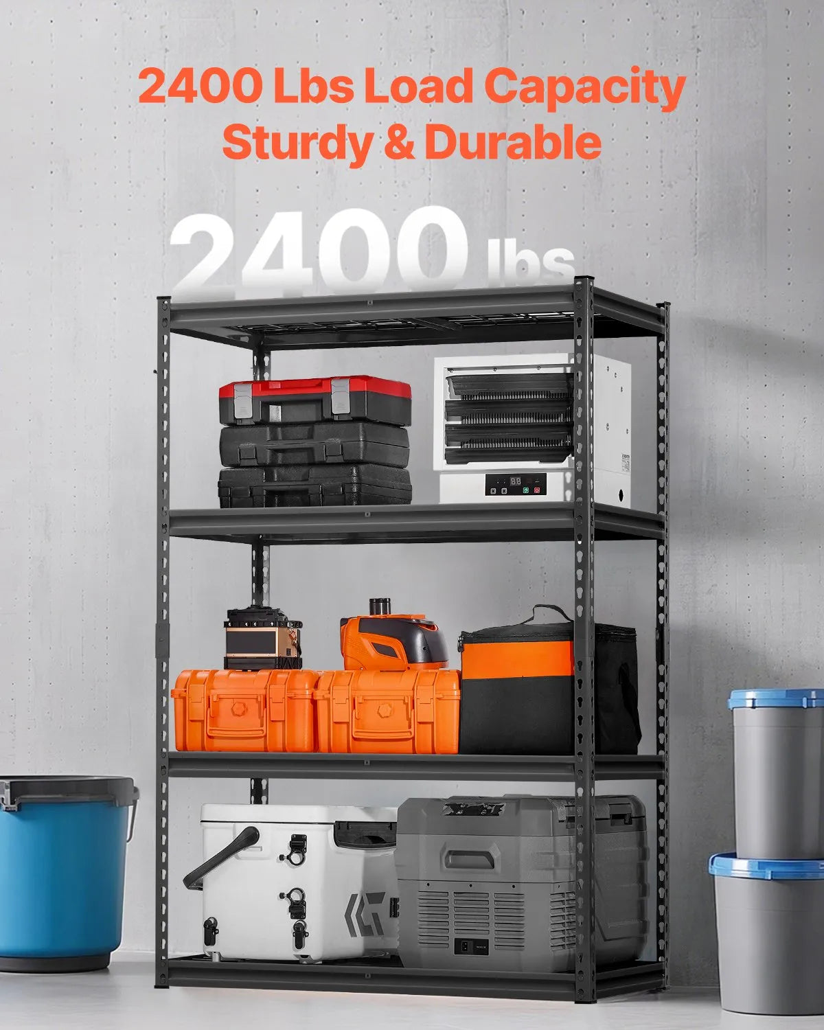 VEVOR Garage Storage Shelves, 4 Tier Storage Rack, Heavy Duty Garage Shelving, Adjustable Metal Shelves, Industrial Storage Rack, Warehouse Shelving Unit, Basement Storage Shelves, Powder Coated Steel Rack, VEVOR Storage Rack, Garage Organizer Shelving