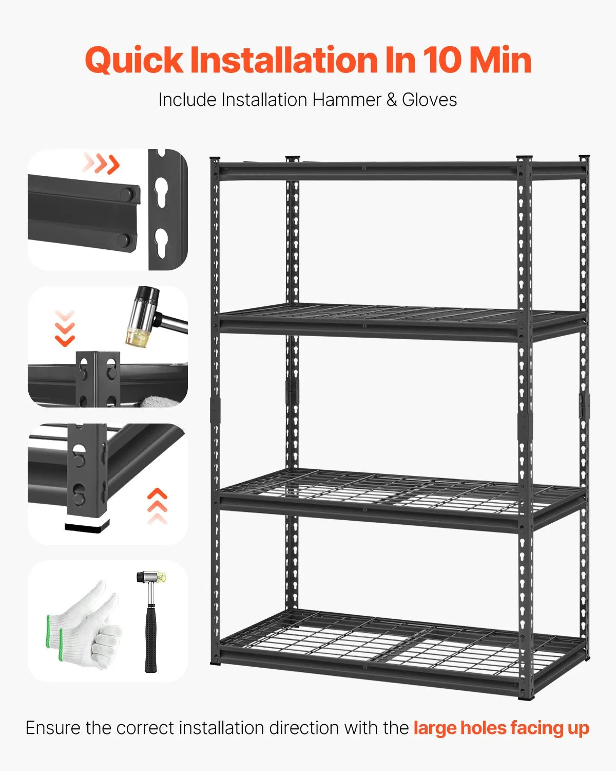 VEVOR Garage Storage Shelves, 4 Tier Storage Rack, Heavy Duty Garage Shelving, Adjustable Metal Shelves, Industrial Storage Rack, Warehouse Shelving Unit, Basement Storage Shelves, Powder Coated Steel Rack, VEVOR Storage Rack, Garage Organizer Shelving