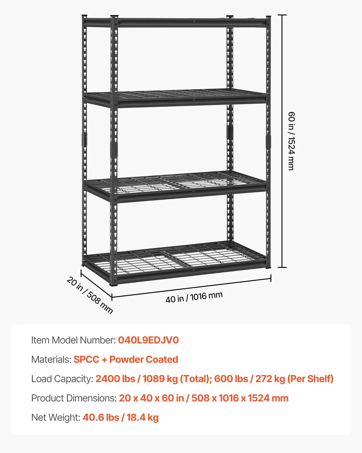 VEVOR Garage Storage Shelves, 4 Tier Storage Rack, Heavy Duty Garage Shelving, Adjustable Metal Shelves, Industrial Storage Rack, Warehouse Shelving Unit, Basement Storage Shelves, Powder Coated Steel Rack, VEVOR Storage Rack, Garage Organizer Shelving