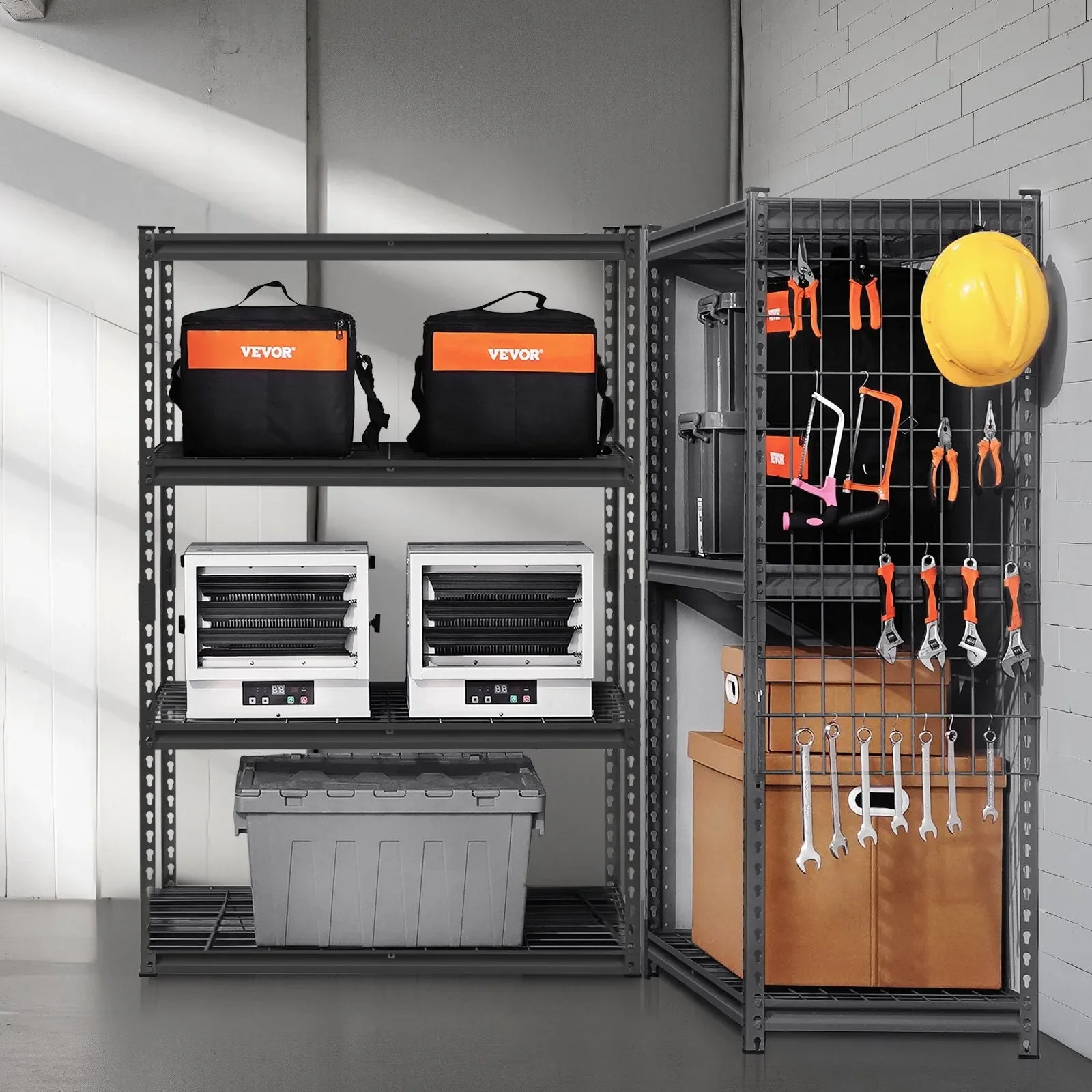 VEVOR Garage Storage Shelves, 4 Tier Storage Rack, Heavy Duty Garage Shelving, Adjustable Metal Shelves, Industrial Storage Rack, Warehouse Shelving Unit, Basement Storage Shelves, Powder Coated Steel Rack, VEVOR Storage Rack, Garage Organizer Shelving