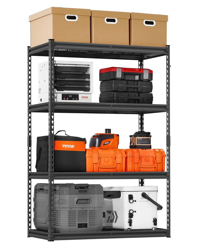 VEVOR Garage Storage Shelves, 4 Tier Storage Rack, Heavy Duty Garage Shelving, Adjustable Metal Shelves, Industrial Storage Rack, Warehouse Shelving Unit, Basement Storage Shelves, Powder Coated Steel Rack, VEVOR Storage Rack, Garage Organizer Shelving