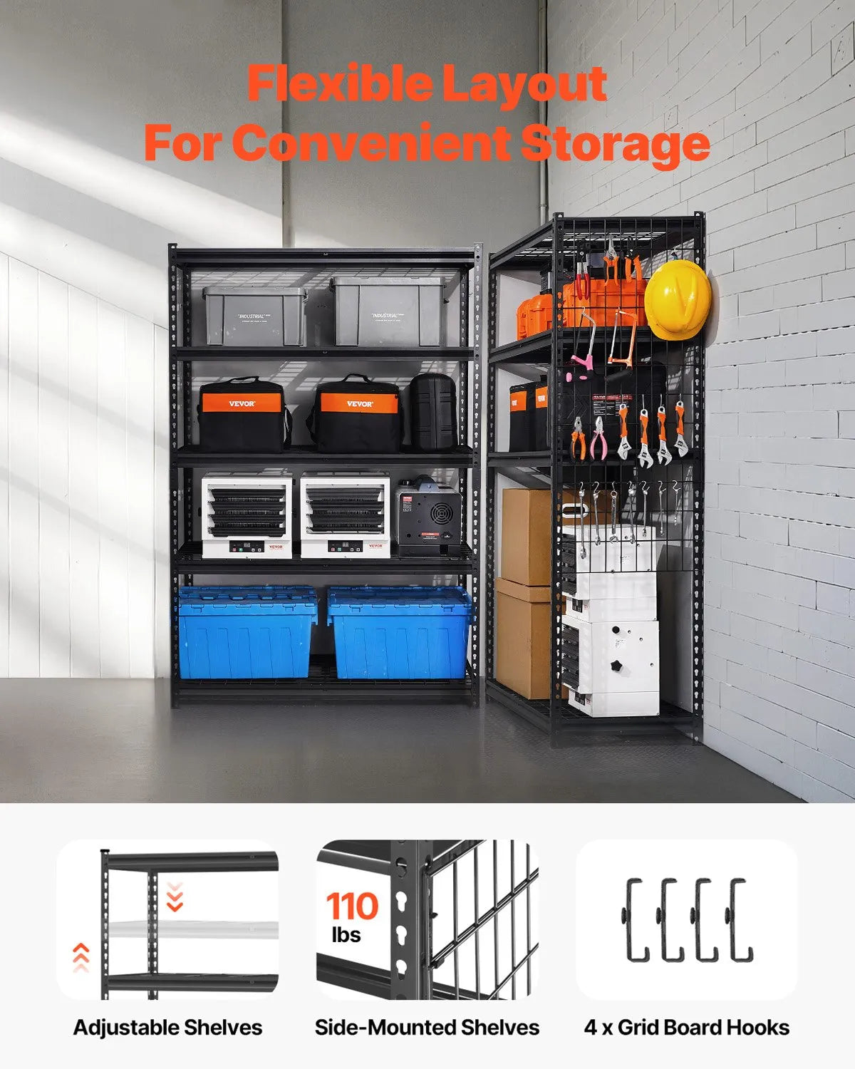 VEVOR Storage Shelves 5 Tier Adjustable Heavy Duty Garage Shelving Unit 3000 lbs