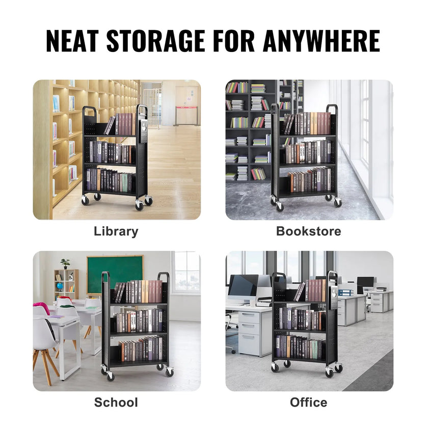 VEVOR Book Cart, 330 lbs Library Cart, 31.1