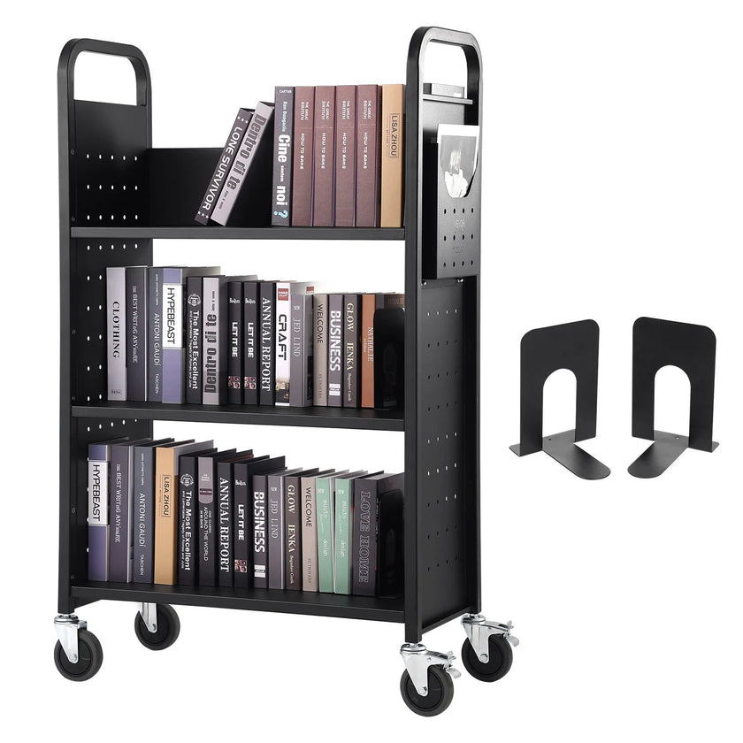 VEVOR Book Cart, 330 lbs Library Cart, 31.1