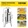 VEVOR Electric Honey Extractor Separator 2 Frame Bee Extractor Stainless Steel Honeycomb Spinner Crank. Beekeeping Extraction Apiary Centrifuge Equipment