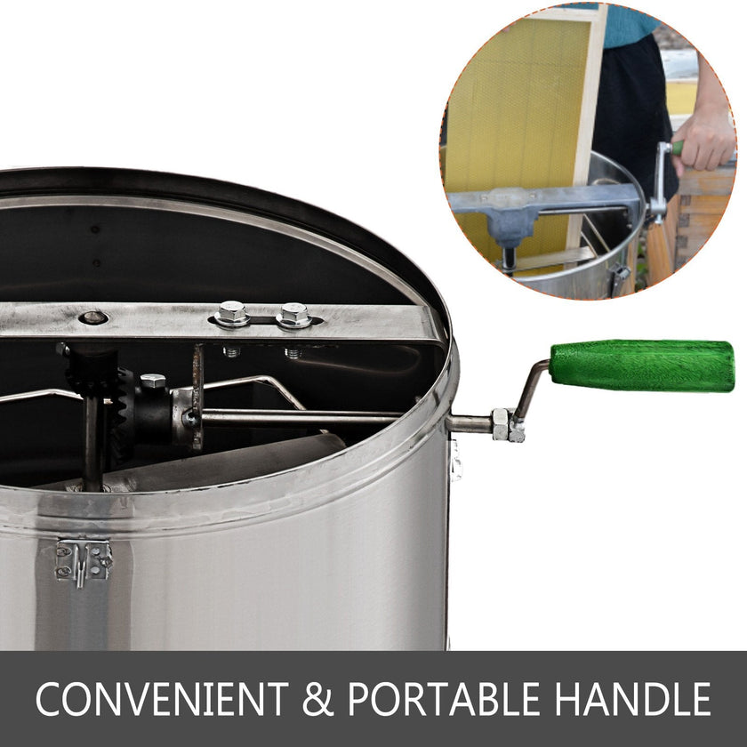 VEVOR Honey Extractor Bee Honey Extractor Manual Honeycomb Spinner 2 Two Frame Stainless Steel Beekeeping Accessory (2 Frame Honey Extractor)