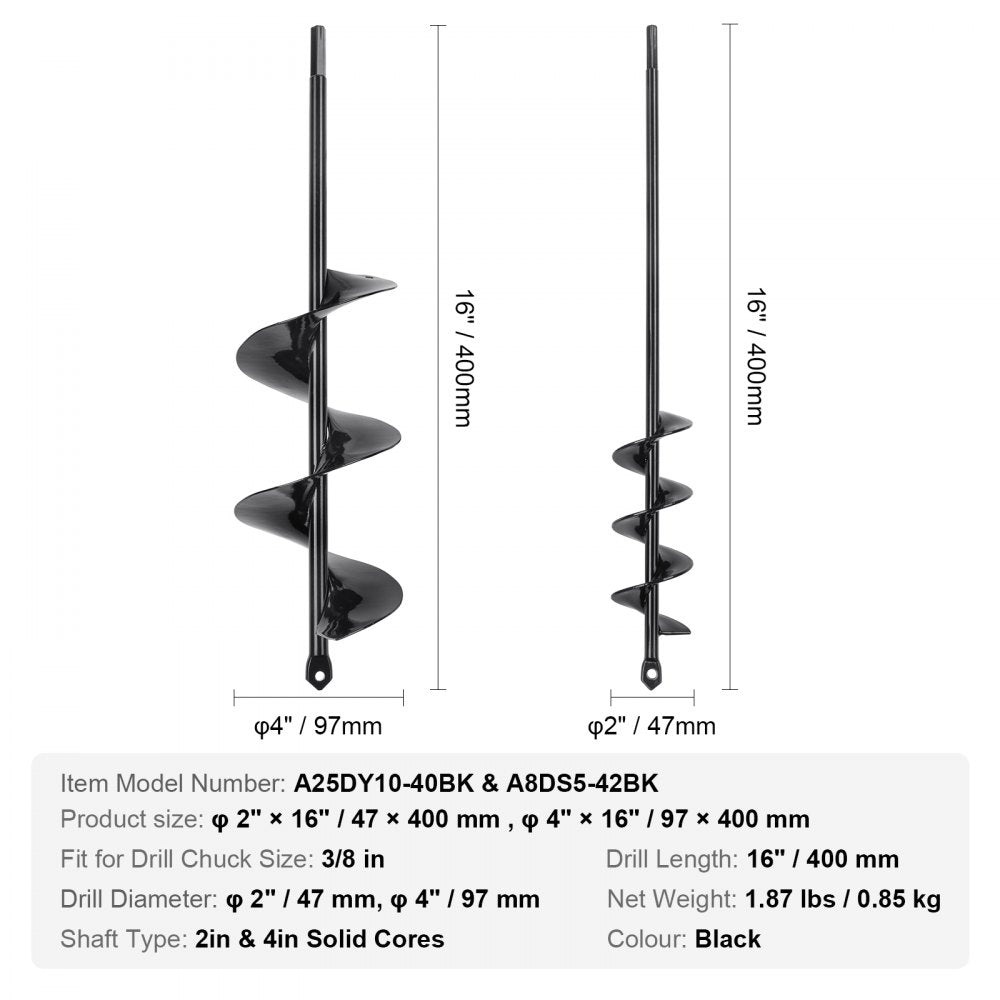 VEVOR Auger Drill Bits for Planting Set of 2, 2