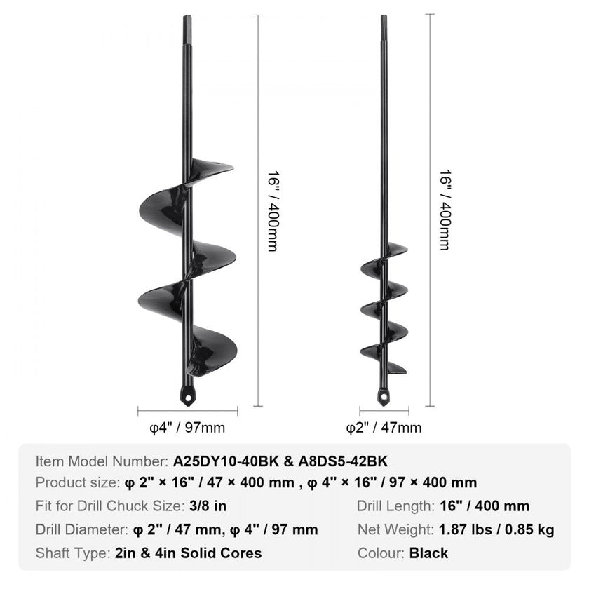 VEVOR Auger Drill Bits for Planting Set of 2, 2