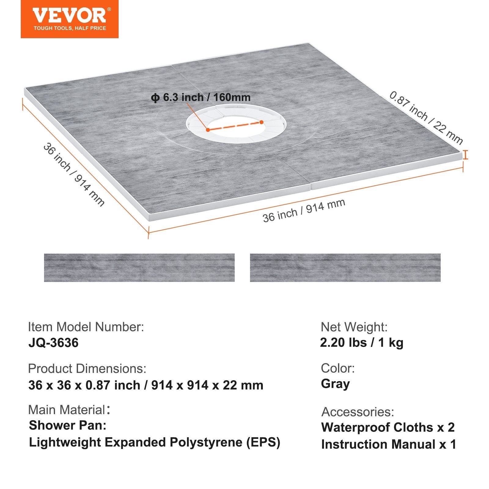 VEVOR Shower Curb Kit, 36