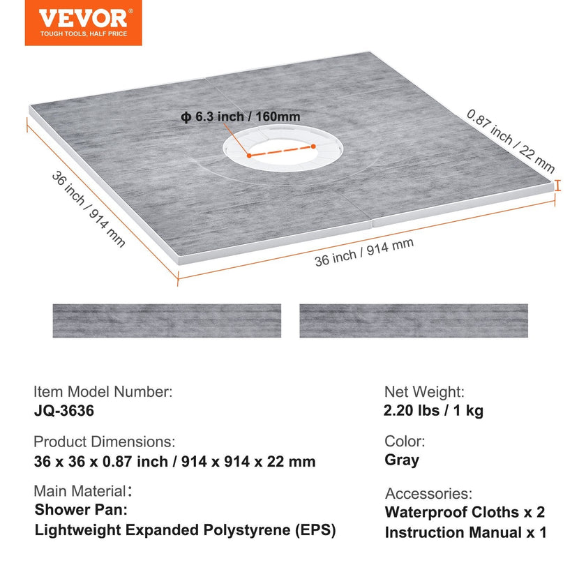 VEVOR Shower Curb Kit, 36