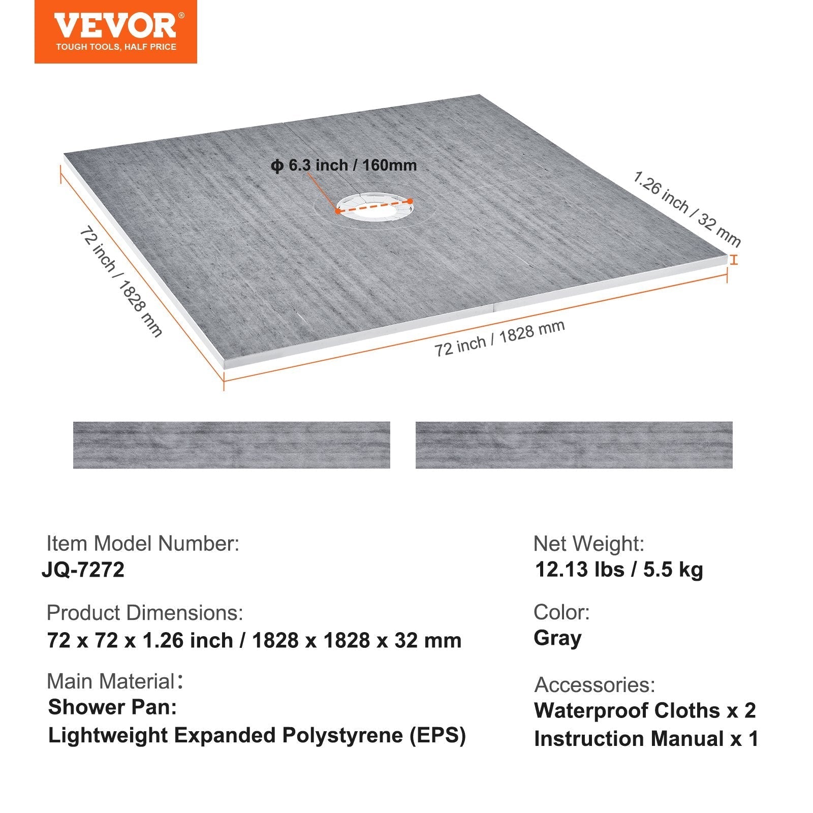 VEVOR Shower Curb Kit, 72