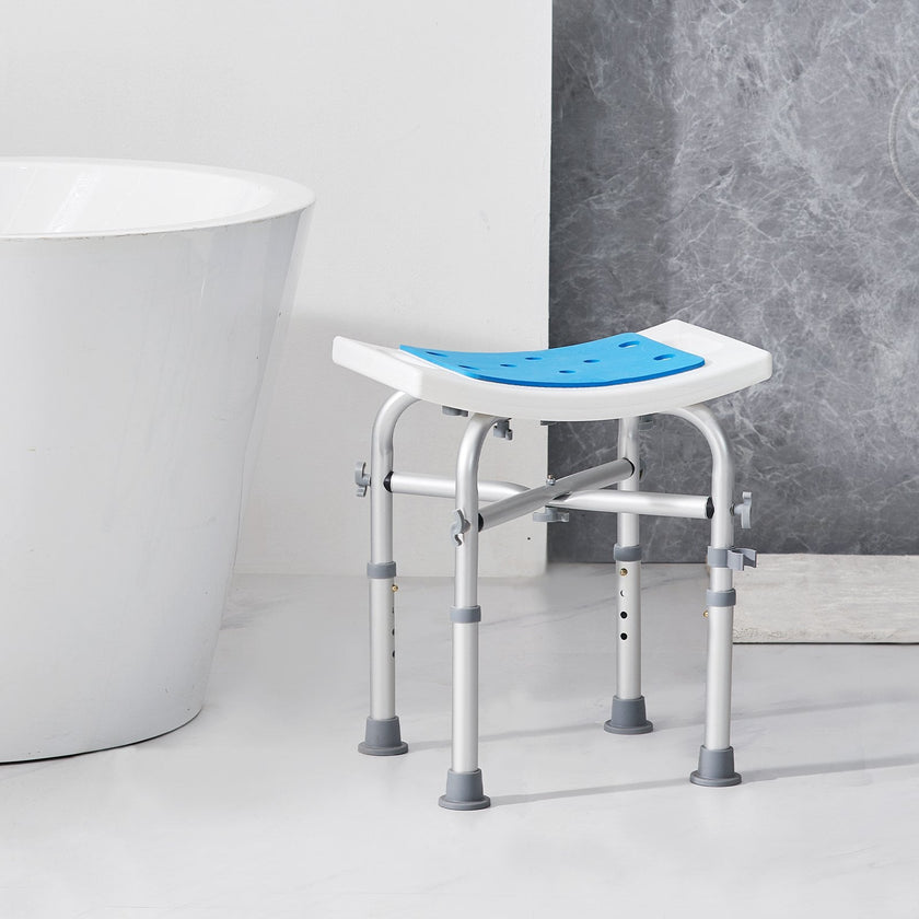 VEVOR Shower Chair, Adjustable Height Shower Stool with Crossbar Support, Shower Seat for Inside Shower or Tub, Non-Slip Bench Bathtub Stool Seat for Elderly Disabled Handicap, 500 lbs Capacity