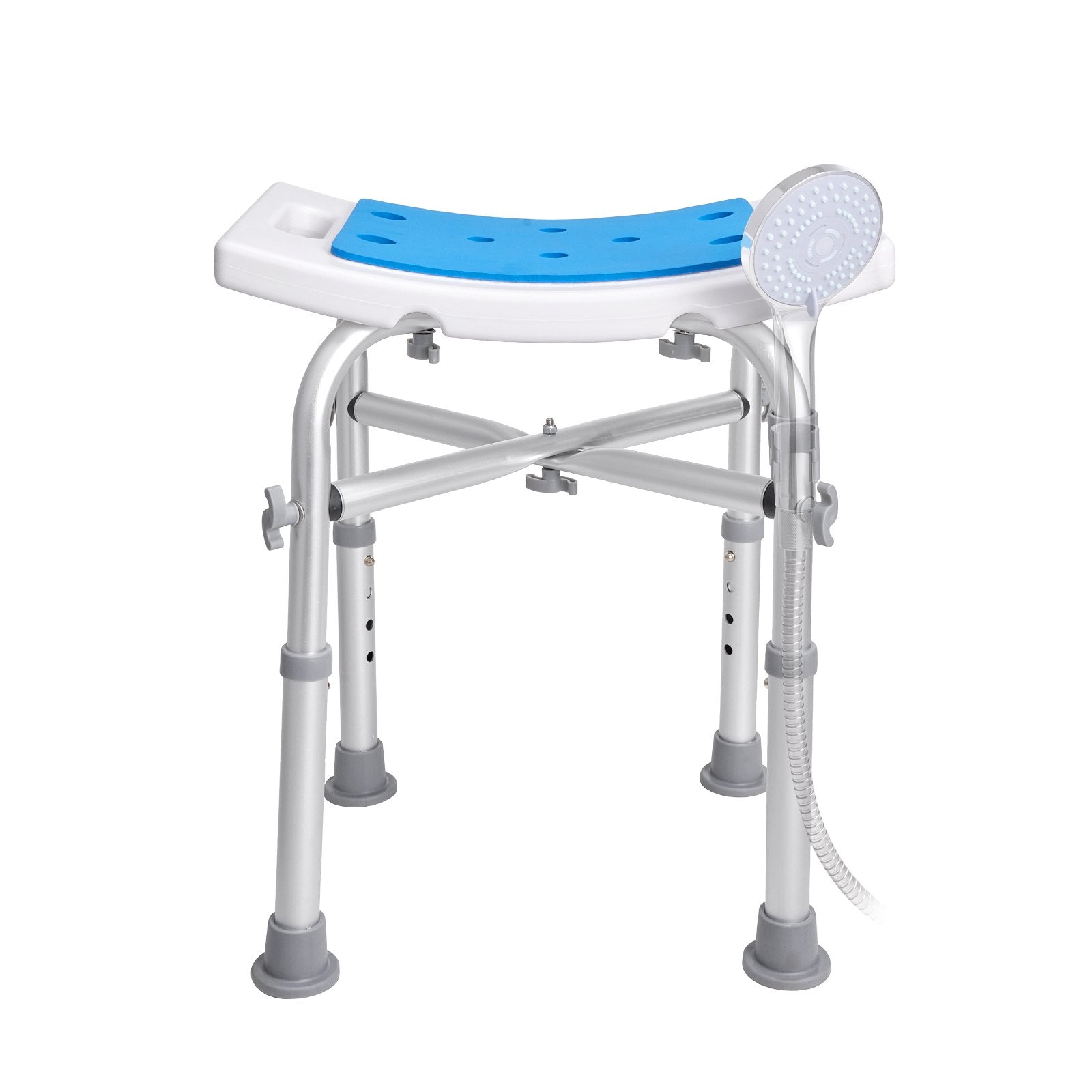 VEVOR Shower Chair, Adjustable Height Shower Stool with Crossbar Support, Shower Seat for Inside Shower or Tub, Non-Slip Bench Bathtub Stool Seat for Elderly Disabled Handicap, 500 lbs Capacity