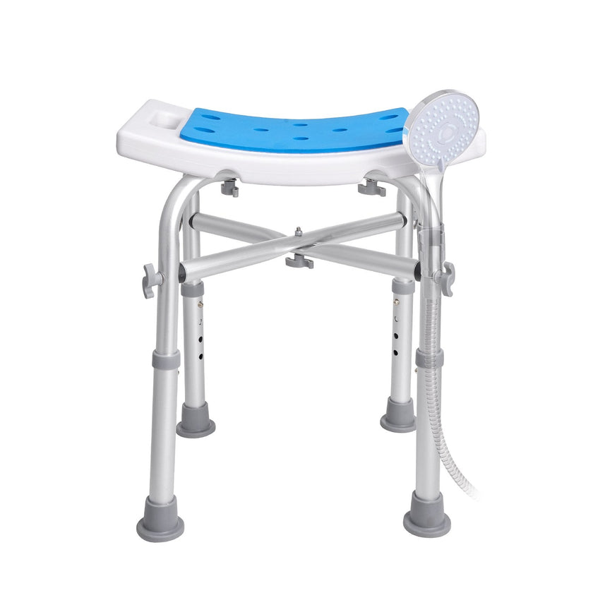 VEVOR Shower Chair, Adjustable Height Shower Stool with Crossbar Support, Shower Seat for Inside Shower or Tub, Non-Slip Bench Bathtub Stool Seat for Elderly Disabled Handicap, 500 lbs Capacity