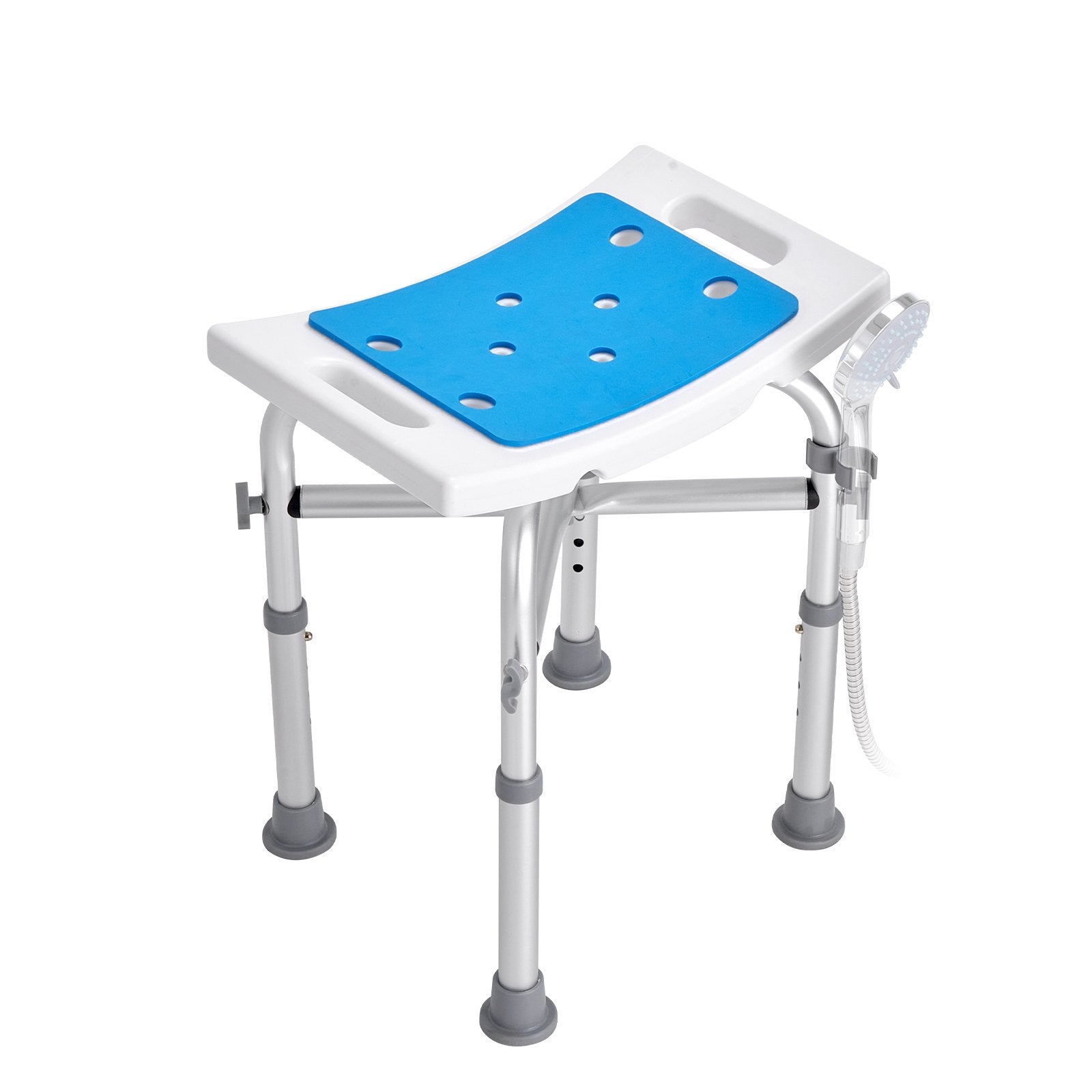 VEVOR Shower Chair, Adjustable Height Shower Stool with Crossbar Support, Shower Seat for Inside Shower or Tub, Non-Slip Bench Bathtub Stool Seat for Elderly Disabled Handicap, 500 lbs Capacity