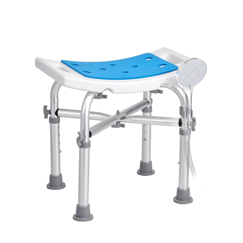 VEVOR Shower Chair, Adjustable Height Shower Stool with Crossbar Support, Shower Seat for Inside Shower or Tub, Non-Slip Bench Bathtub Stool Seat for Elderly Disabled Handicap, 500 lbs Capacity