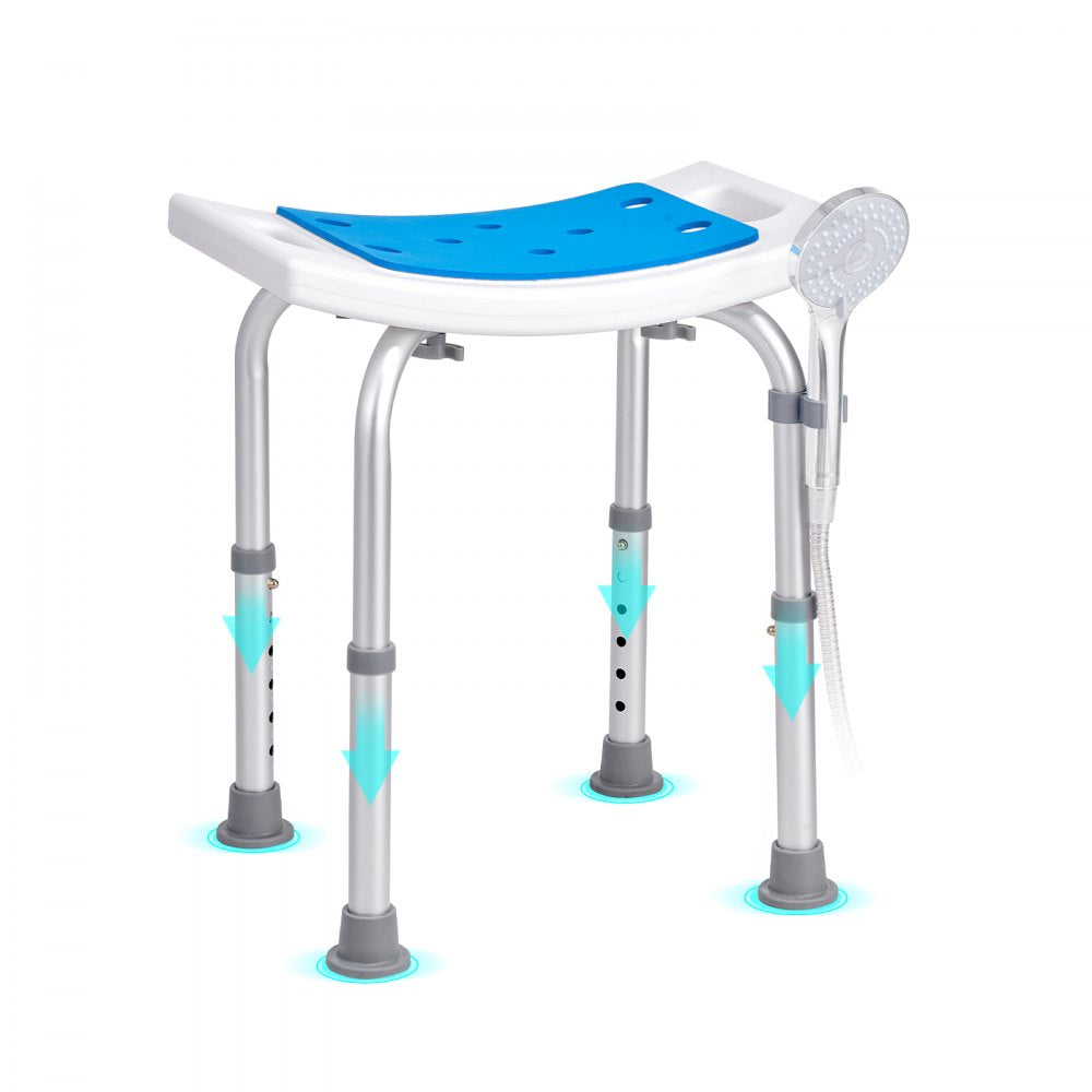 VEVOR Shower Chair, Adjustable Height Shower Stool, Shower Seat for Inside Shower or Tub, Non-Slip Bench Bathtub Stool Seat for Elderly Disabled Handicap, 350 LBS Capacity