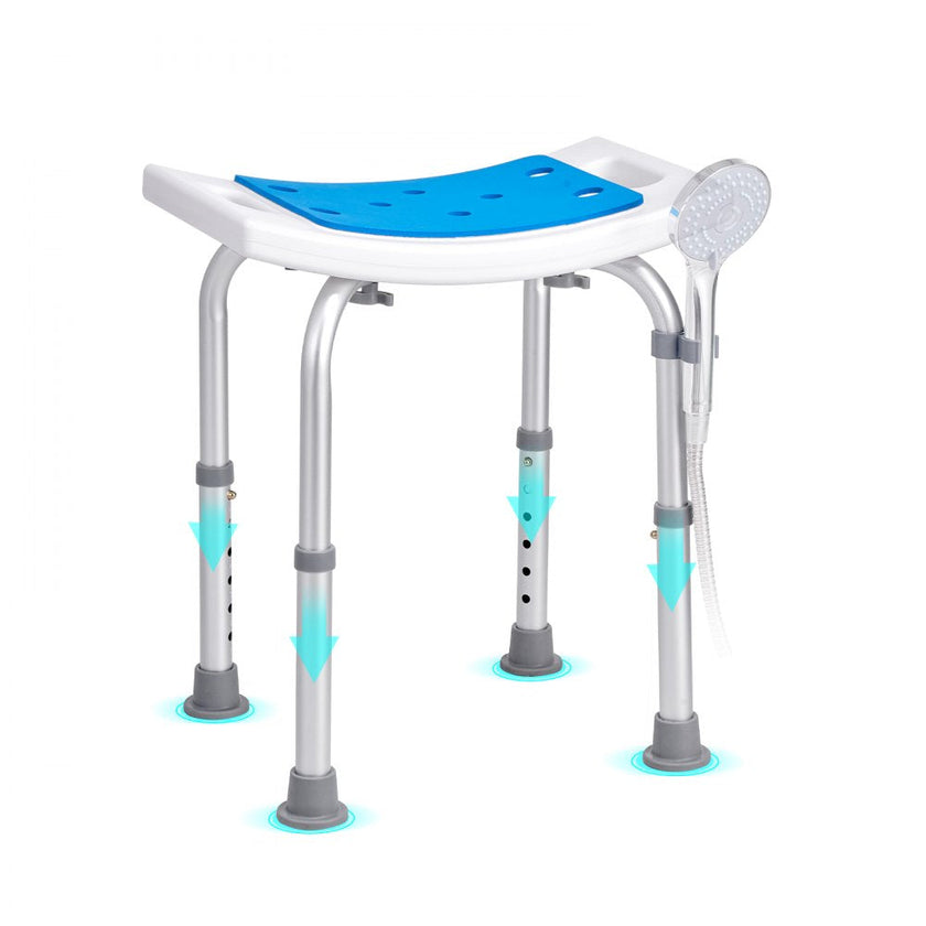 VEVOR Shower Chair, Adjustable Height Shower Stool, Shower Seat for Inside Shower or Tub, Non-Slip Bench Bathtub Stool Seat for Elderly Disabled Handicap, 350 LBS Capacity