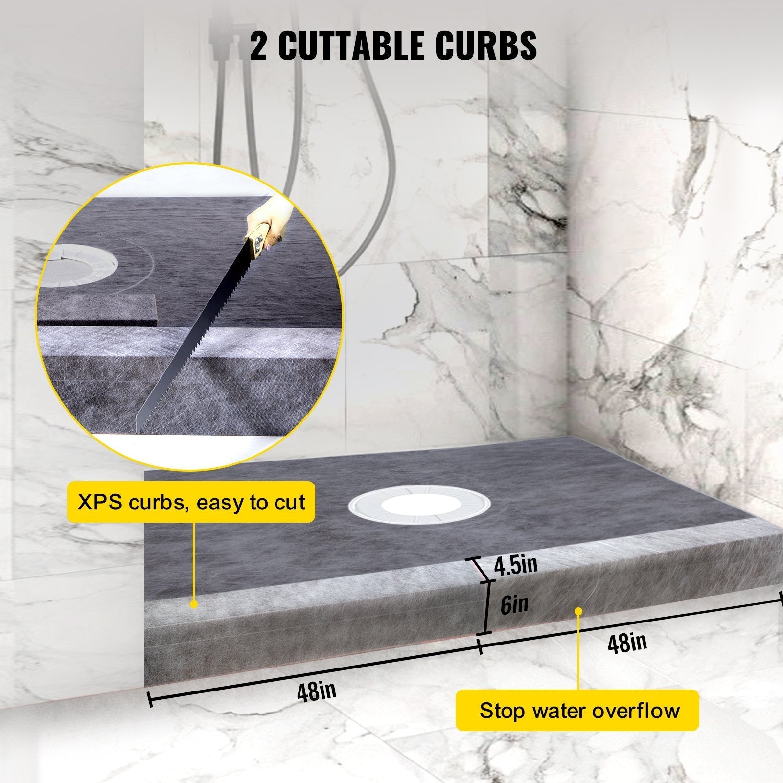 VEVOR Shower Curb Kit, 48\