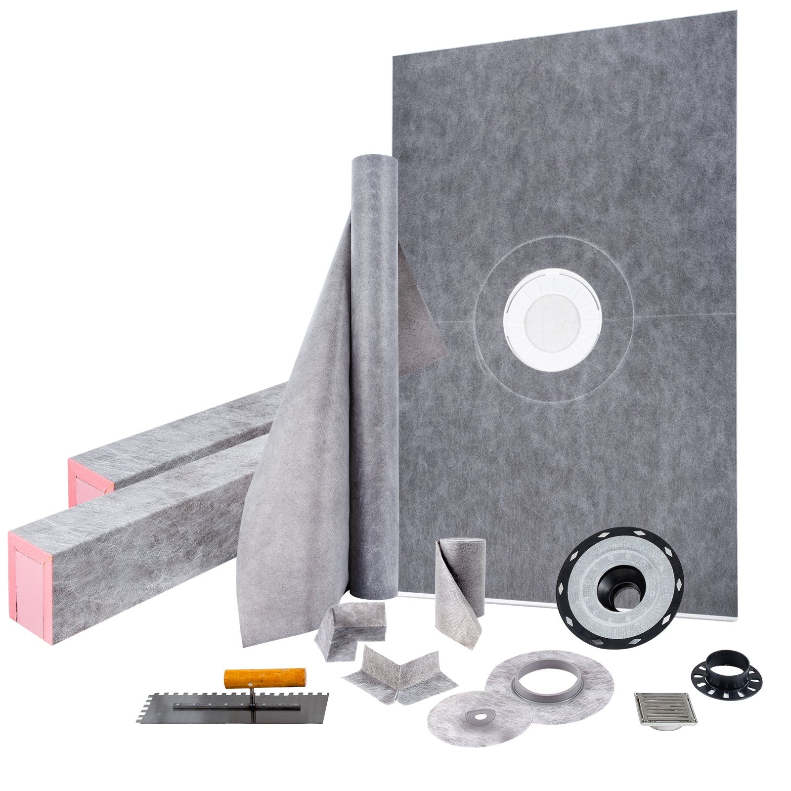 Vevor 48''x72'' Shower Kit With Shower Tray & Curb With Central Drain Kit Pvc