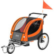 VEVOR Bike Trailer for Toddlers, Kids, Double Seat, 100 lbs Load, 2-In-1 Canopy Carrier Converts to Stroller, Tow Behind Foldable Child Bicycle Trailer with Universal Bicycle Coupler, Orange and Gray