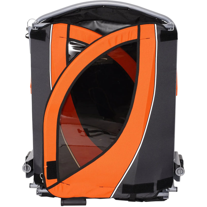 VEVOR Bike Trailer for Toddlers, Kids, Double Seat, 100 lbs Load, 2-In-1 Canopy Carrier Converts to Stroller, Tow Behind Foldable Child Bicycle Trailer with Universal Bicycle Coupler, Orange and Gray