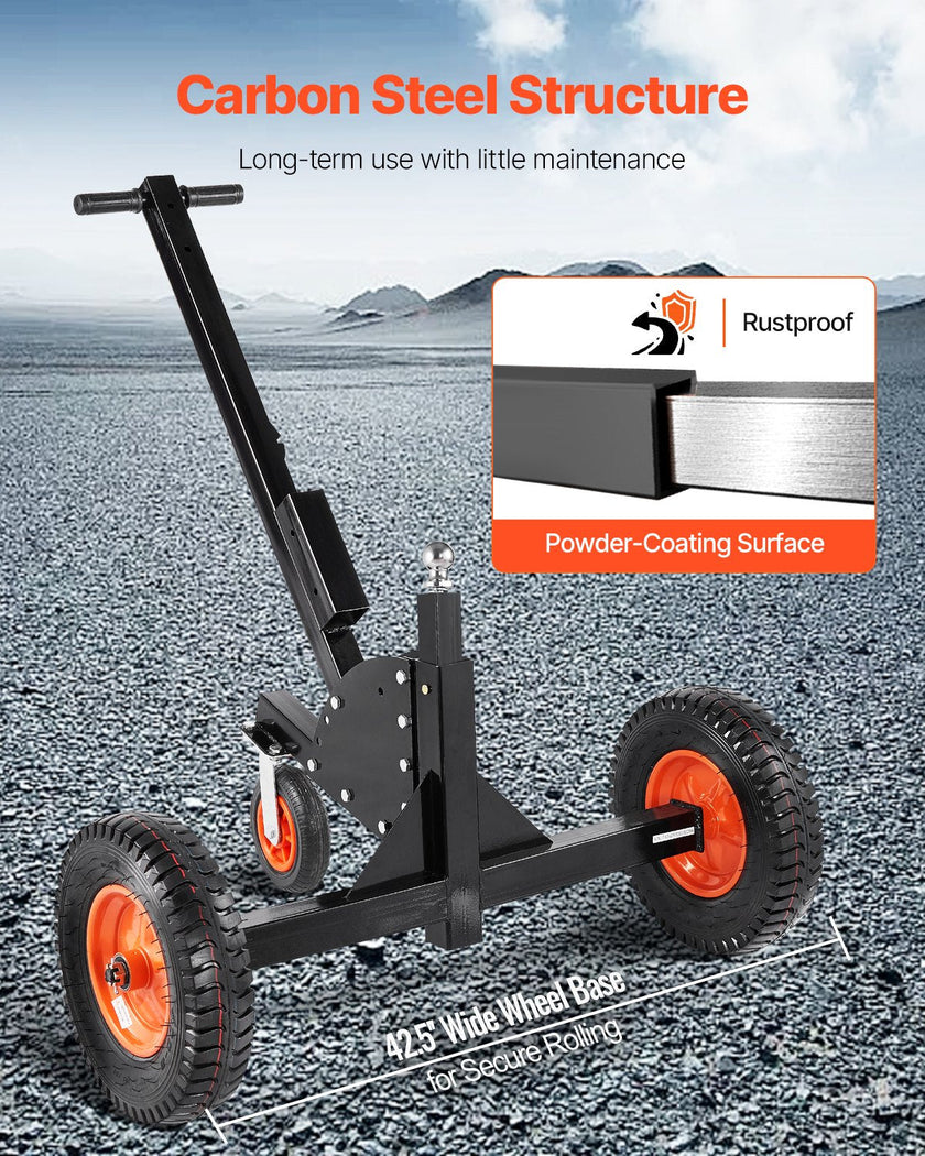 1500lbs 2-in-1 Trailer Dolly 22 and 26 in Adjustable Height 2in Ball with Caster