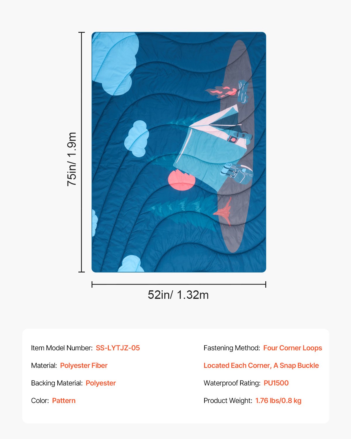 VEVOR Camping Blanket 75