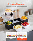VEVOR Chilled Condiment Server 4 Compartment Cold Serving Tray with Clear Lid
